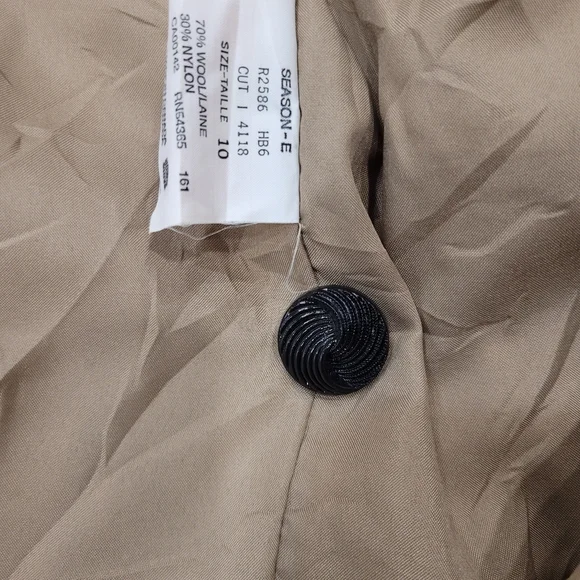 Vintage Wool Cleo Blazer Coat Womens 10 Tan Grey Plaid Acadamia Spring - Picture 10 of 13